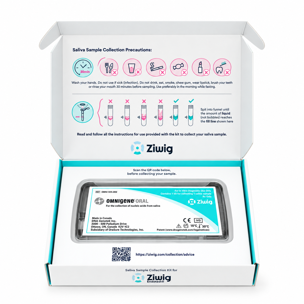 Saliva collection kit endotest, endometriosis saliva collection my atlas