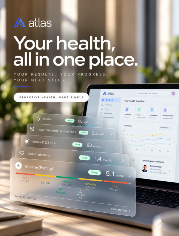 My Atlas patient portal, blood testing, data tracking