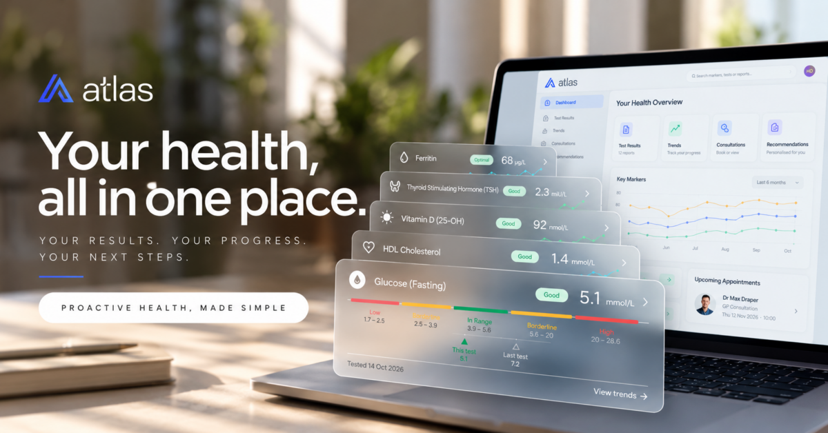My Atlas patient portal, blood testing, data tracking